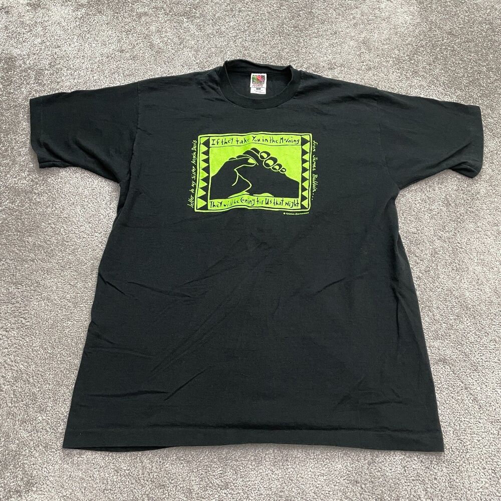 Fruit Of the Loom Heavy Cotton Graphic T-Shirt Mens XL Black Crew Preshrunk Tee